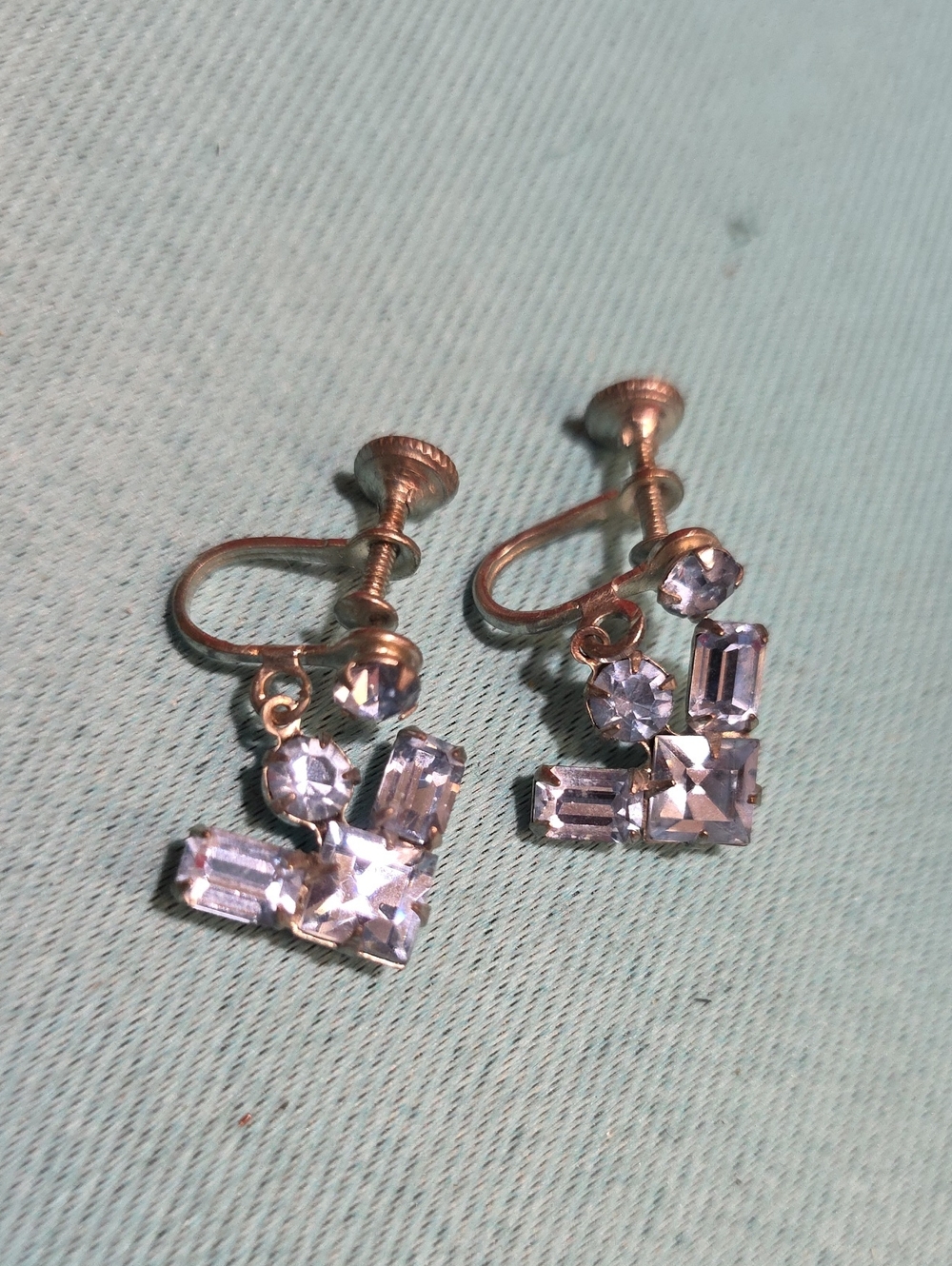 Crystal Cluster Screw-Back Earrings - Blue Crystal